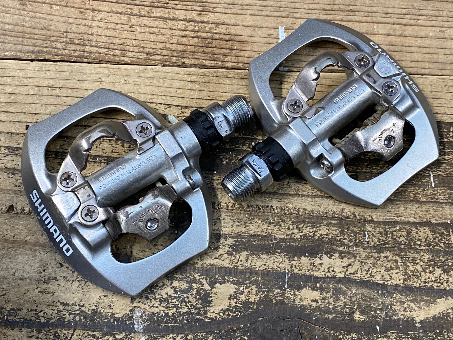 JY466 シマノ SHIMANO PD-A530 ビンディングペダル シルバー SPD 片面
