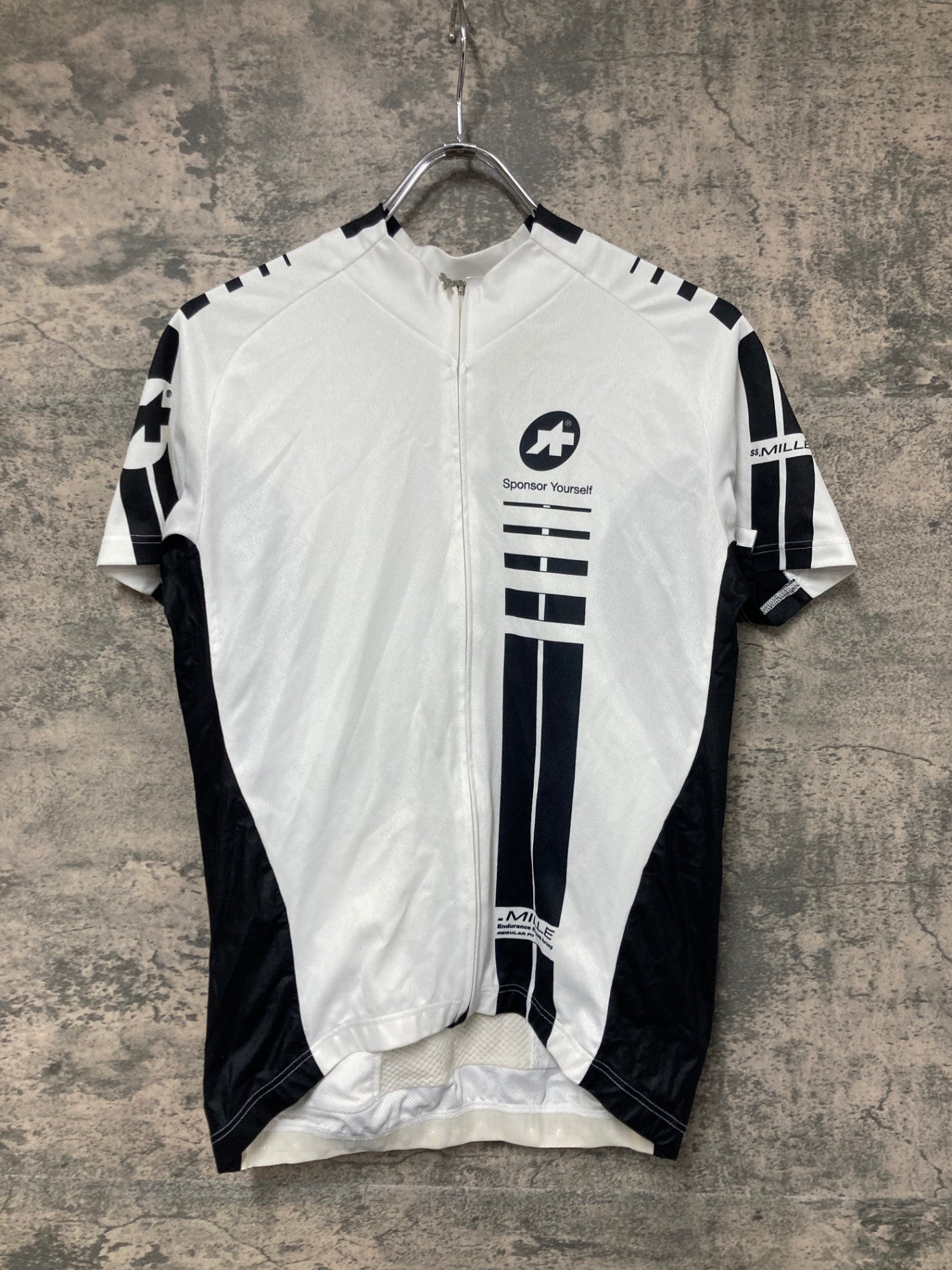JQ968 アソス ASSOS SS.MILLE 半袖 サイクルジャージ 白 S ※シミ