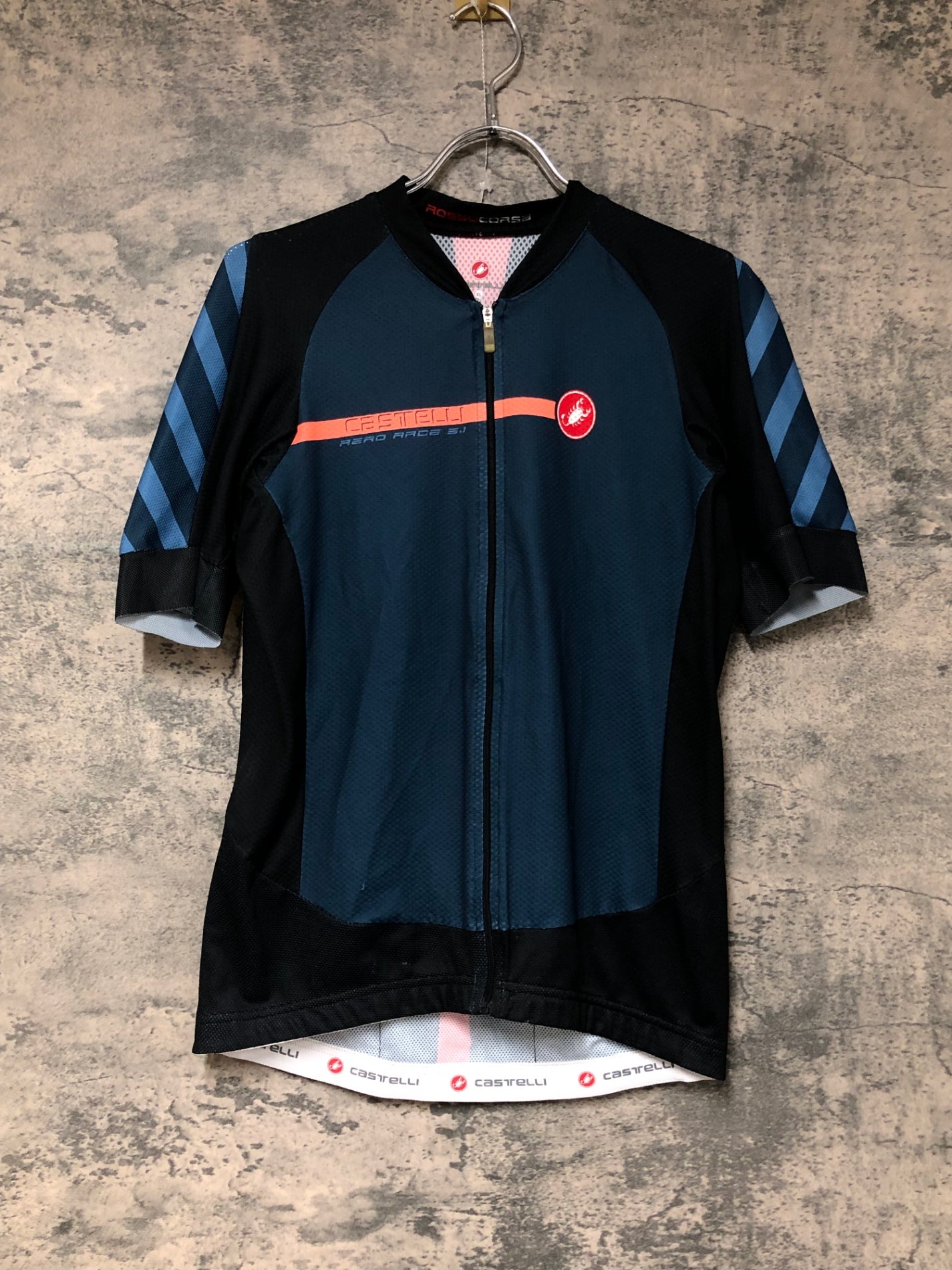 KB219 カステリ CASTELLI 半袖 サイクルジャージ 青 XL ※反射部劣化