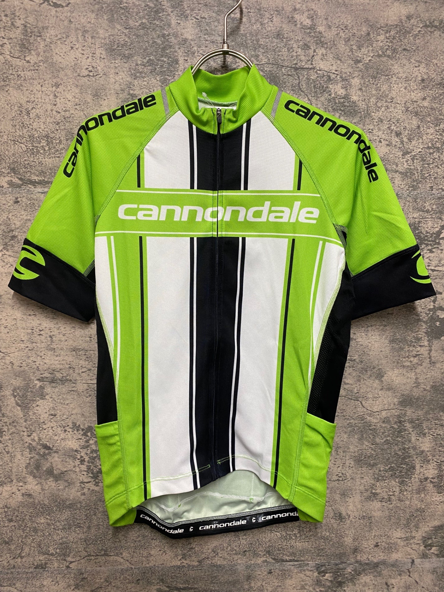 JS446 キャノンデール CANNONDALE 半袖 サイクルジャージ 緑 白 S/P