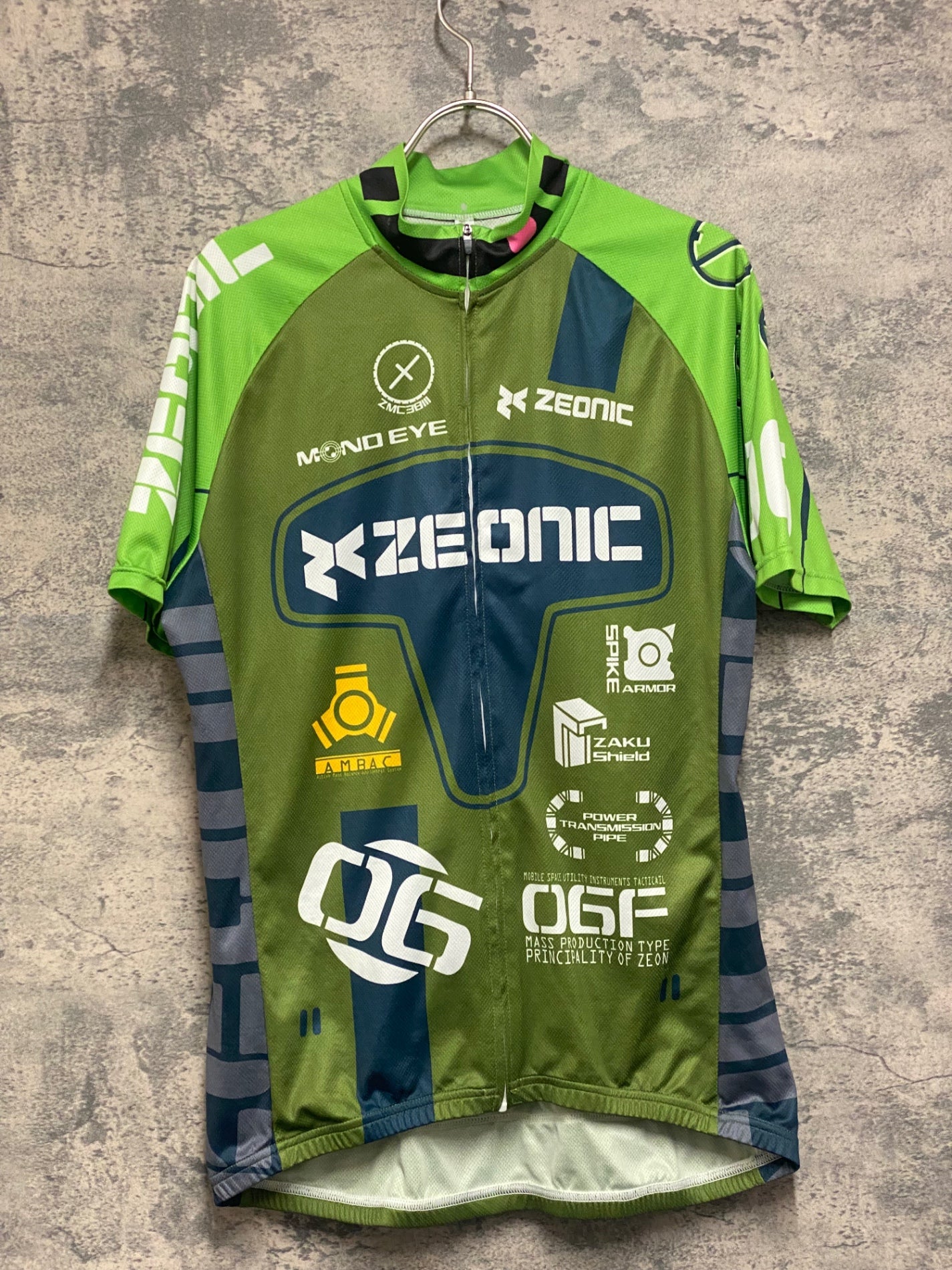 JQ007 半袖 サイクルジャージ オリーブ XL 機動戦士ガンダム