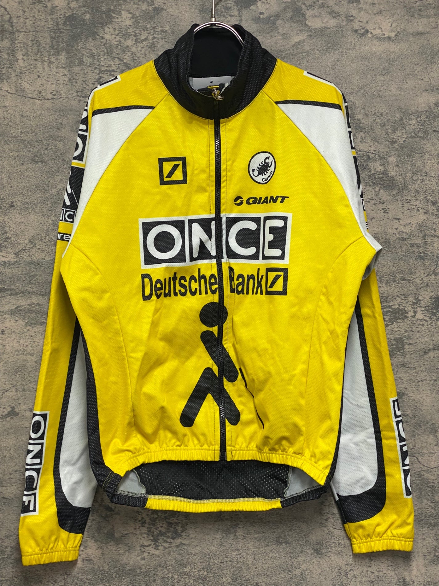 JV748 カステリ CASTELLI 長袖サイクルジャケット 白黄 L 裏起毛 ONCE