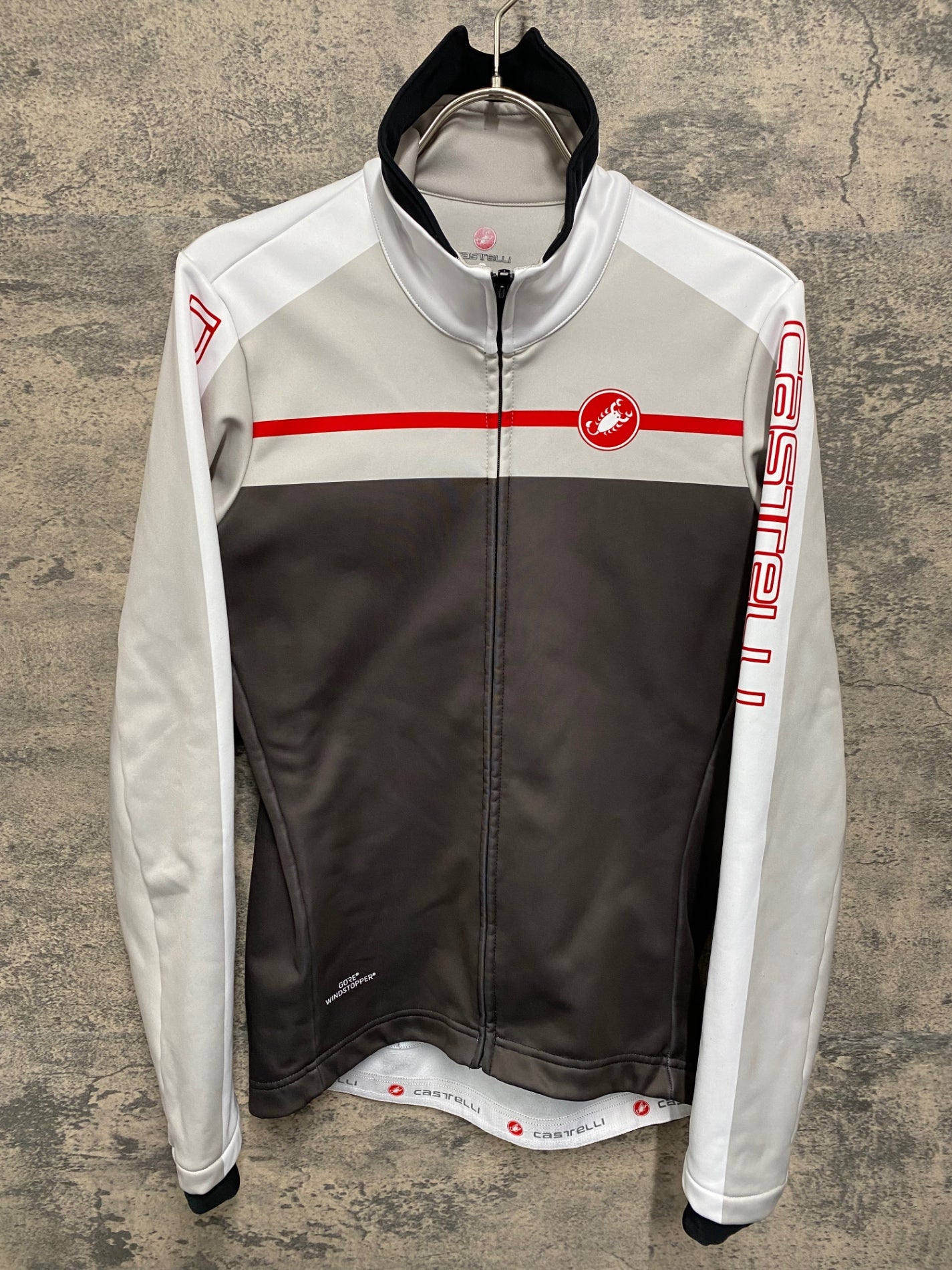 JW575 カステリ CASTELLI 長袖サイクルジャージ グレー黒 M 裏起毛