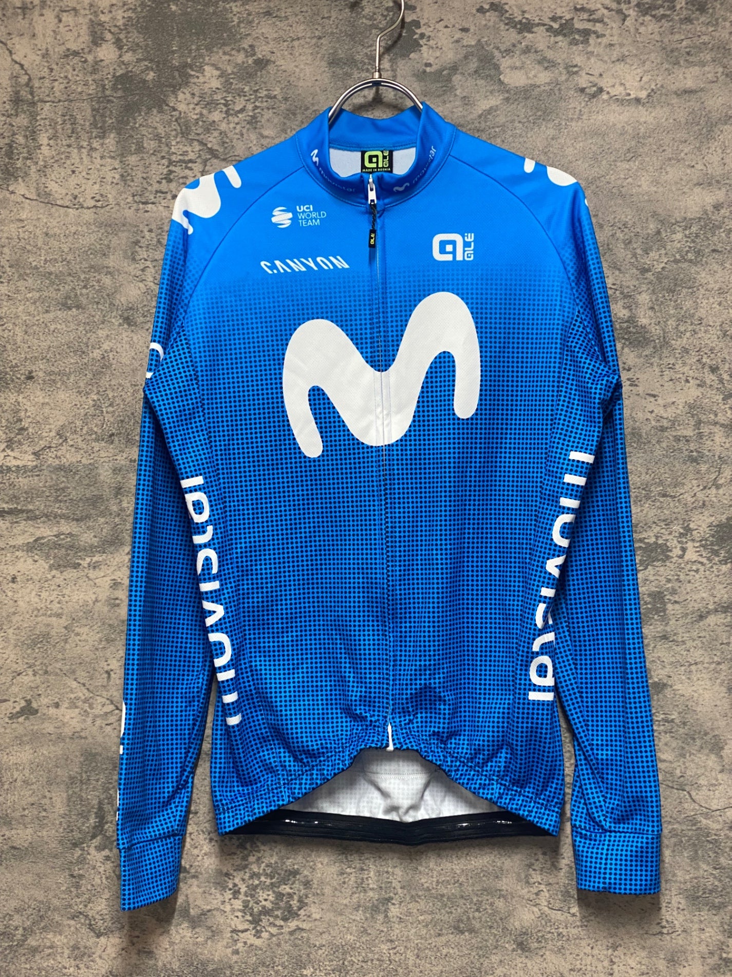 JP963 アレ ALE 長袖サイクルジャージ MOVISTAR 青 裏起毛 サイズ不明