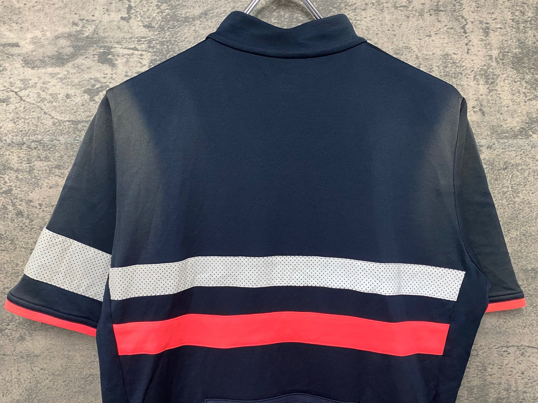 JH979 ラファ Rapha BREVET JERSEY 半袖 サイクルジャージ 濃紺 L ※日焼け