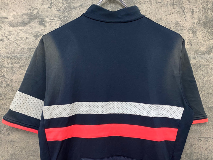 JH979 ラファ Rapha BREVET JERSEY 半袖 サイクルジャージ 濃紺 L ※日焼け