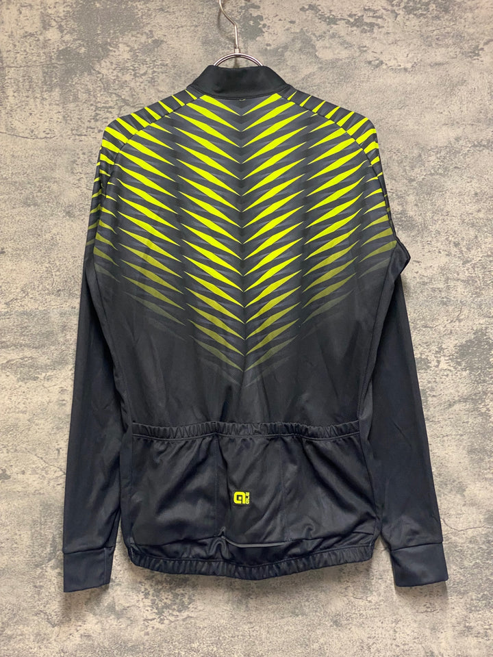 JQ828 アレ ALE 長袖 サイクルジャージ 黒 黄色 M 裏起毛