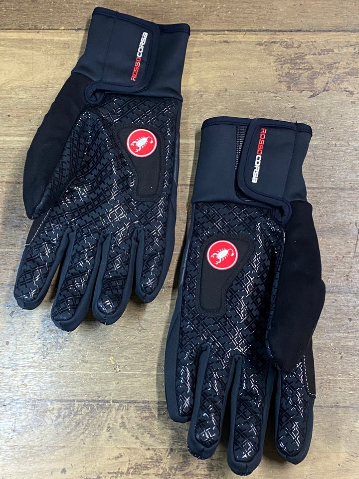 JV733 カステリ CASTELLI ロッソコルサ ROSSO CORSA GORE WINDSTOPPER 長指 サイクルグローブ 裏起毛 黒 XL