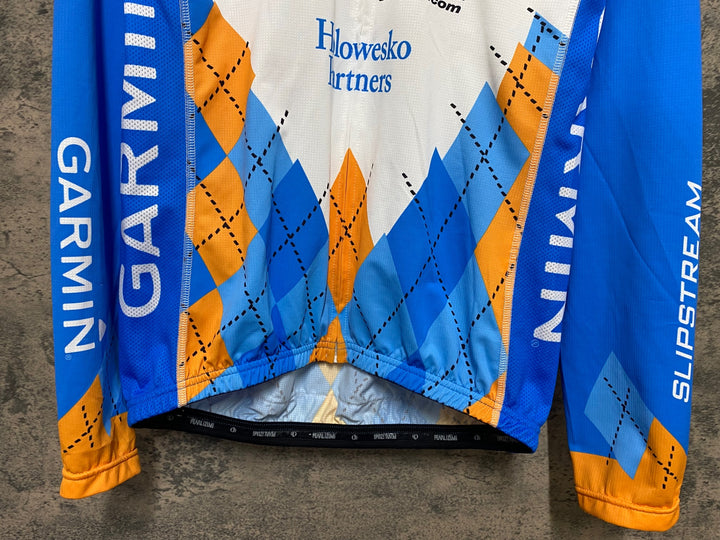 JN209 パールイズミ PEARL iZUMi GARMIN SLIPSTREAM 長袖 サイクルジャージ 白 オレンジ 水色 L