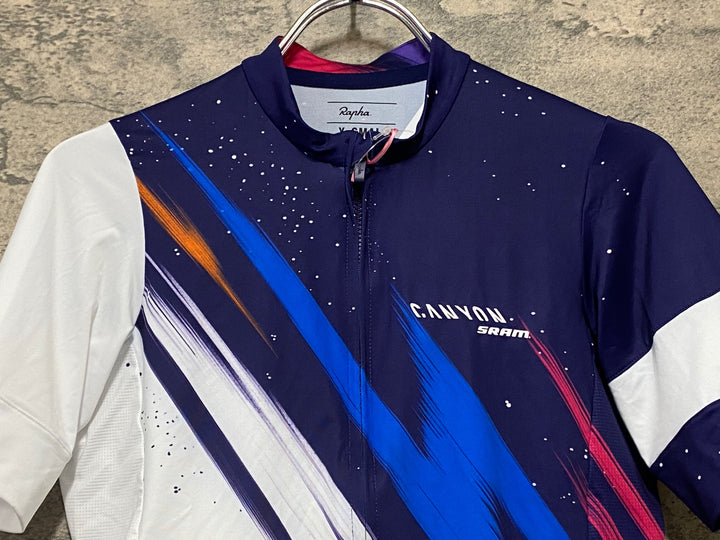 JE223 ラファ Rapha MEN'S CANYON/SRAM TRAINING JERSEY 半袖 サイクルジャージ パープル ホワイト XS