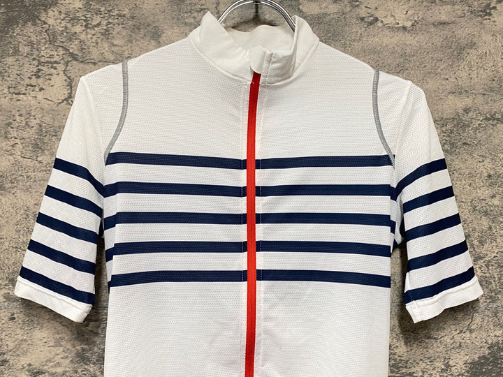 KJ965 カフェドシクリステ CAFE DU CYCLISTE 半袖 サイクルジャージ 白 XS ※穴あき