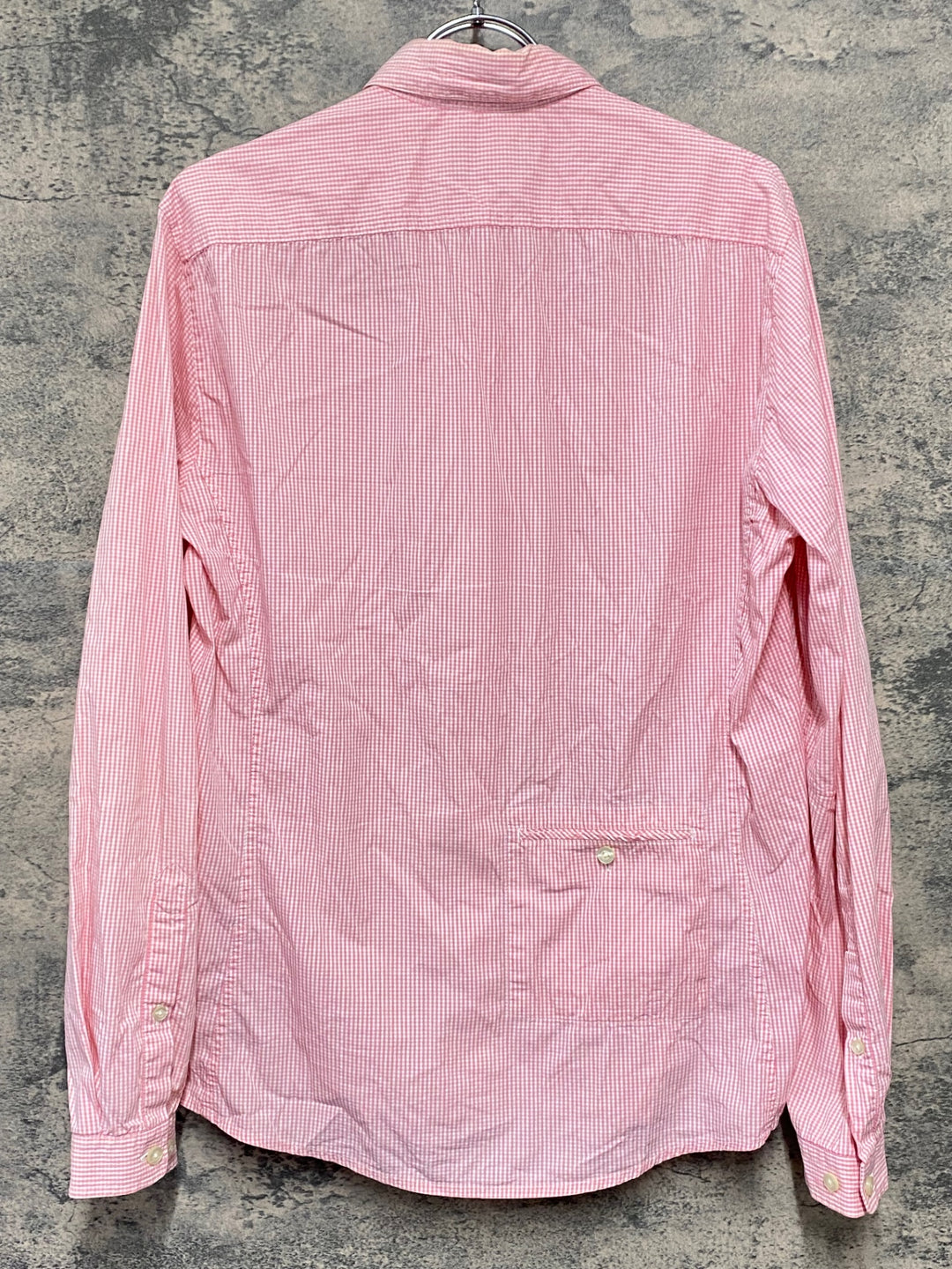 KI177 ラファ Rapha GINGHAM LONG SLEEVE SHIRT 長袖 シャツ ピンク チェック柄 M ※襟黄ばみ