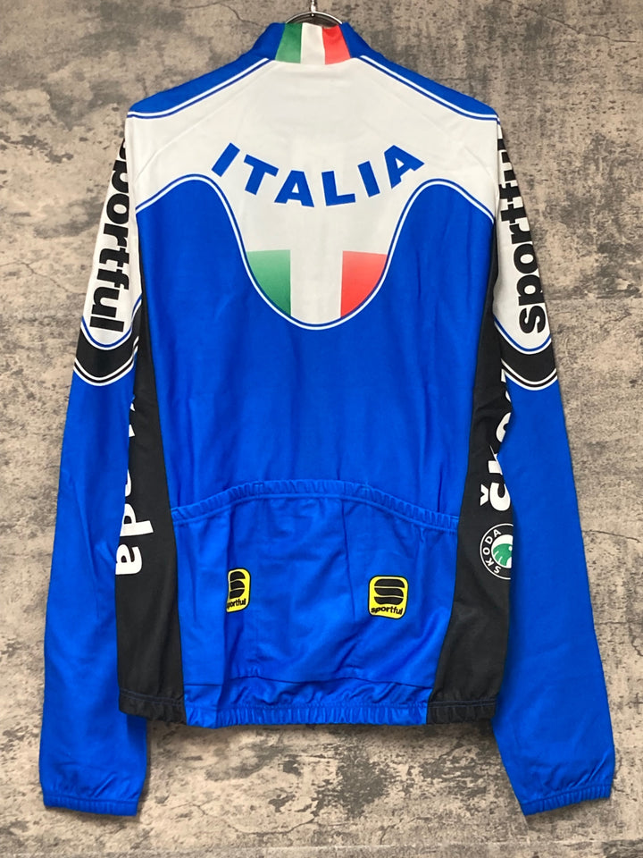 JV557 スポーツフル sportful 長袖 サイクルジャージ 青 白 XL 裏起毛 ITALIA Skoda