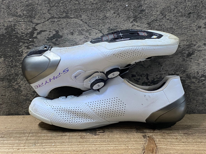 KP099 シマノ SHIMANO S-PHYRE SH-RC902M ビンディングシューズ 白 EU42 3穴 ※右に僅かに穴