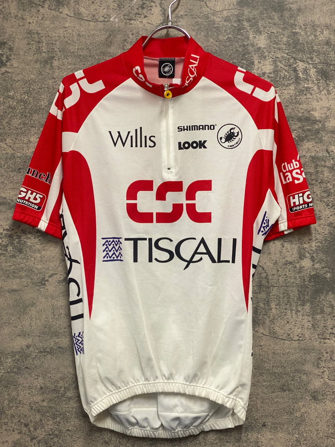 JV555 カステリ CASTELLI 半袖 サイクルジャージ 白 赤 CSC