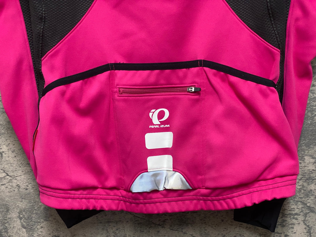 KA052 パールイズミ PEARL iZUMi 長袖 ソフトシェル サイクルジャケット 黒 ピンク S 裏起毛 レディース WINDBREAK
