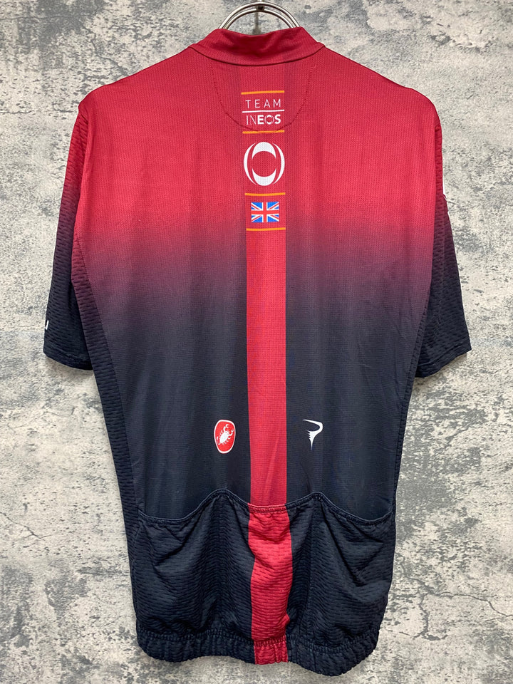 KC370 カステリ CASTELLI 半袖 サイクルジャージ バーガンディ 黒 S TEAM INEOS