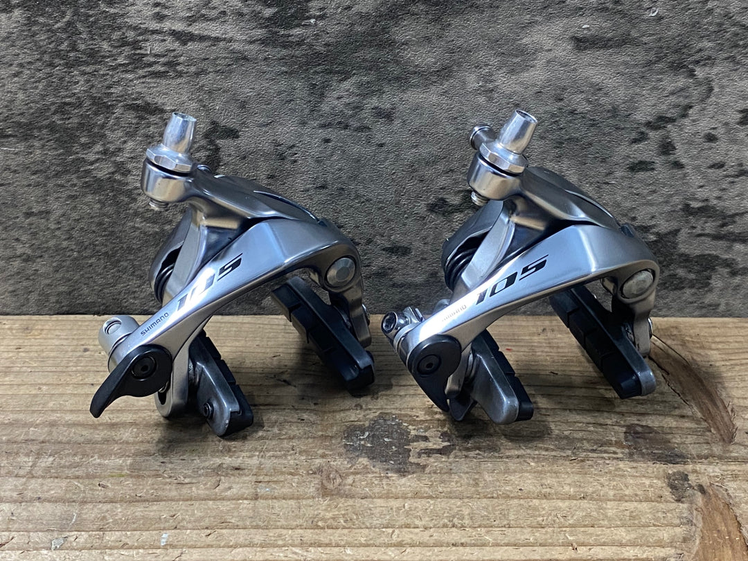 JV198 シマノ SHIMANO 105 BR-R7000 ブレーキキャリパー シルバー 前後セット ※社外アジャスター