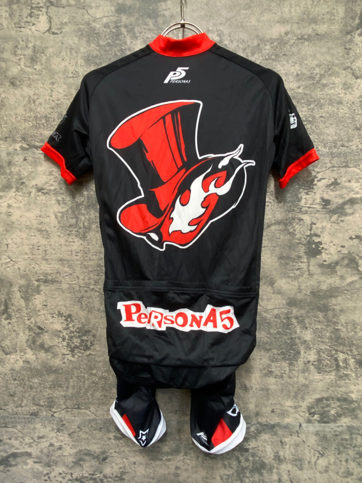 KF467 グッドスマイルレーシング GSR Gear 半袖 サイクルジャージ レーサーパンツ セット 黒 赤 XS 痛ジャージ PeRSONA5