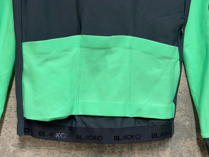 JO261 ブラックシープ BLACKSHEEP THERMAL JERSEY 長袖 サイクルジャージ 紺 黄緑 S 裏起毛