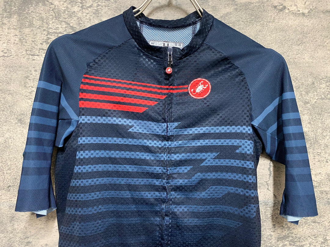 JM789 カステリ CASTELLI ROSSOCORSA 半袖 サイクルジャージ 紺 M