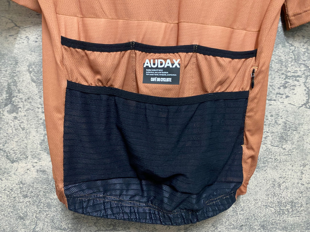 KS224 カフェドシクリステ cafe du cycliste AUDAX 半袖 サイクルジャージ 茶 S