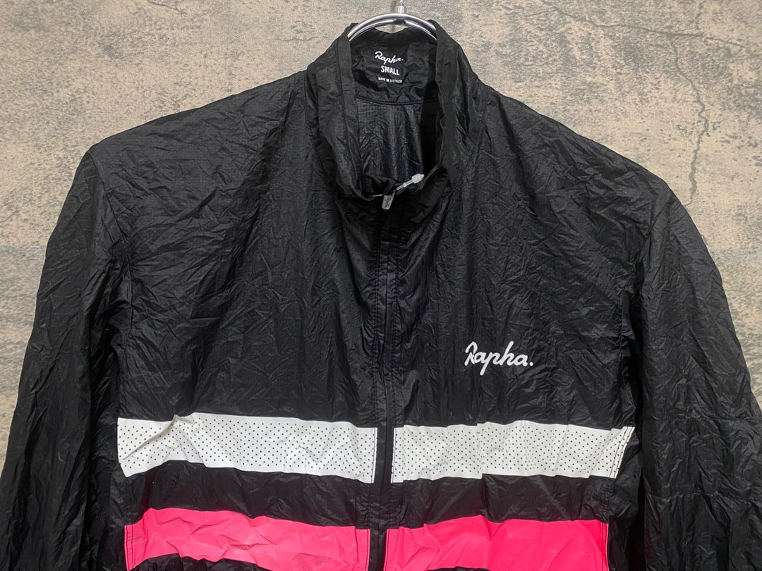 KQ562 ラファ Rapha BREVET FLYWEIGHT WIND JACKET 長袖 ウインドブレーカー 黒 S パッカブル