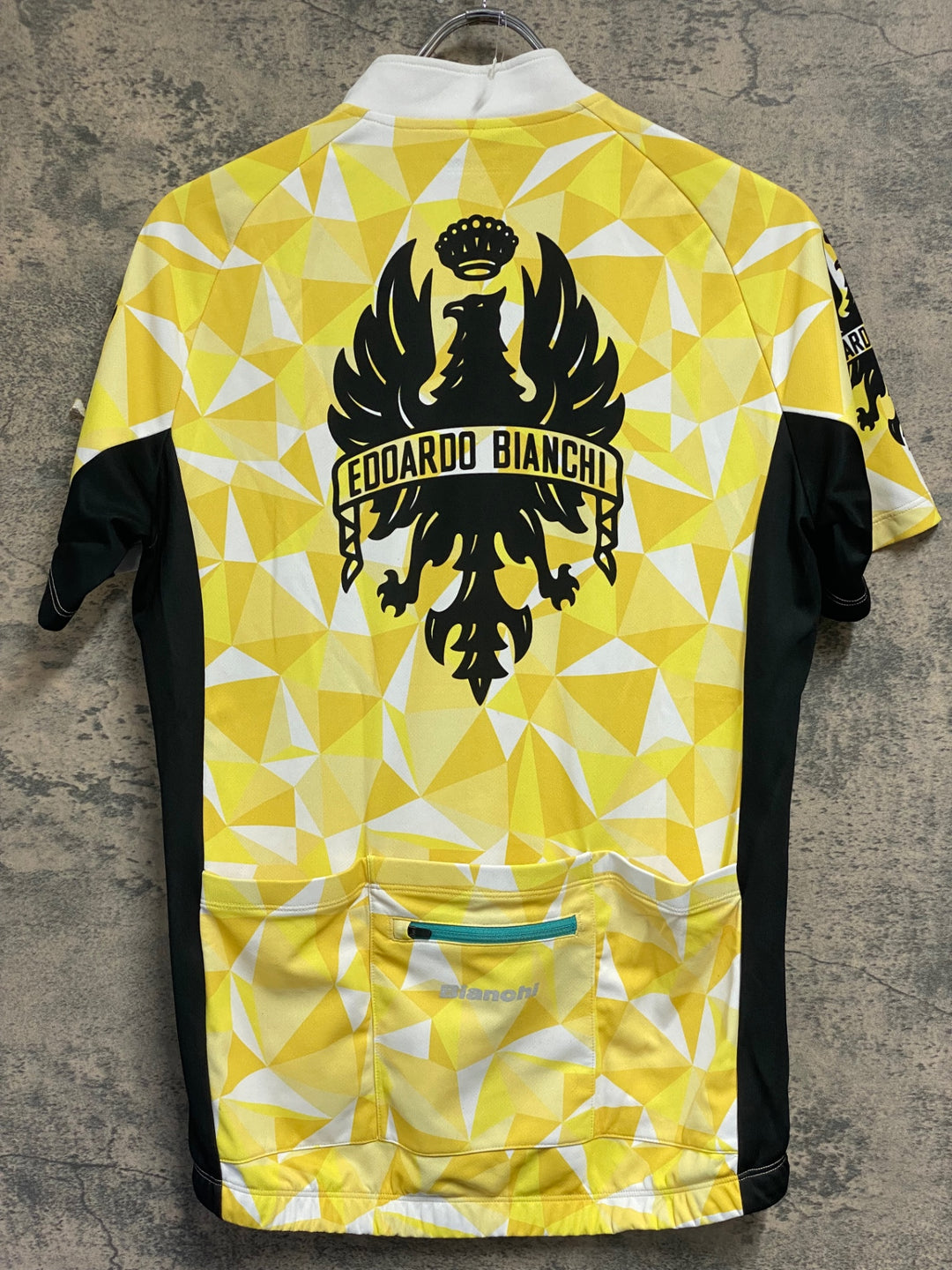JP879 ビアンキ Bianchi 半袖サイクルジャージ  黄 L ※シミあり
