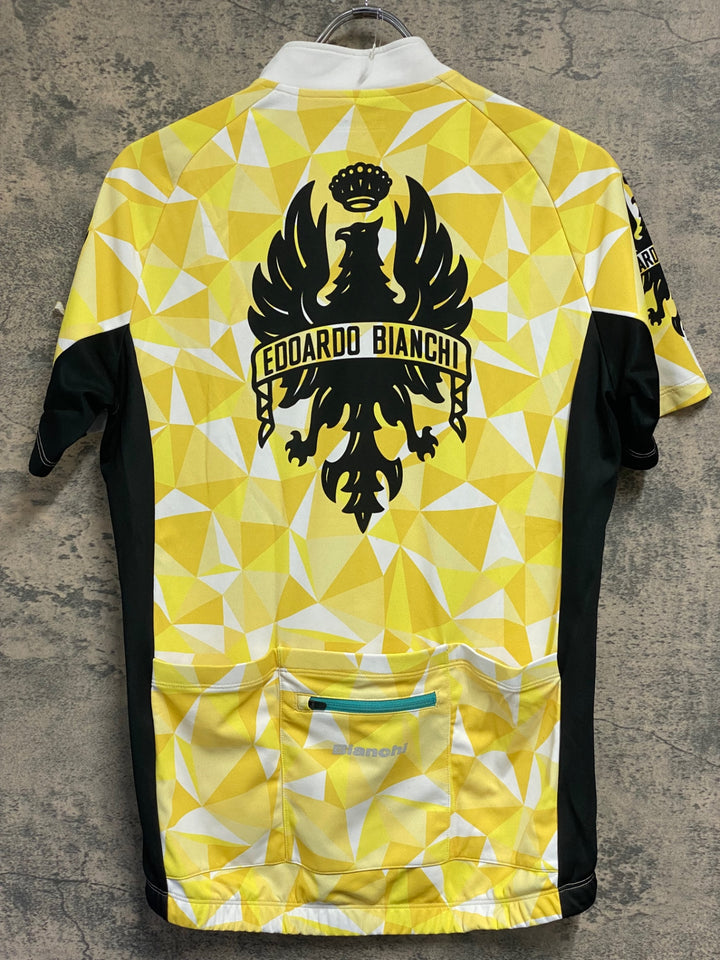 JP879 ビアンキ Bianchi 半袖サイクルジャージ  黄 L ※シミあり
