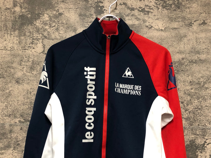 KN788 ルコックスポルティフ le coq sportif 裏起毛 サイクルジャケット 紺白 L
