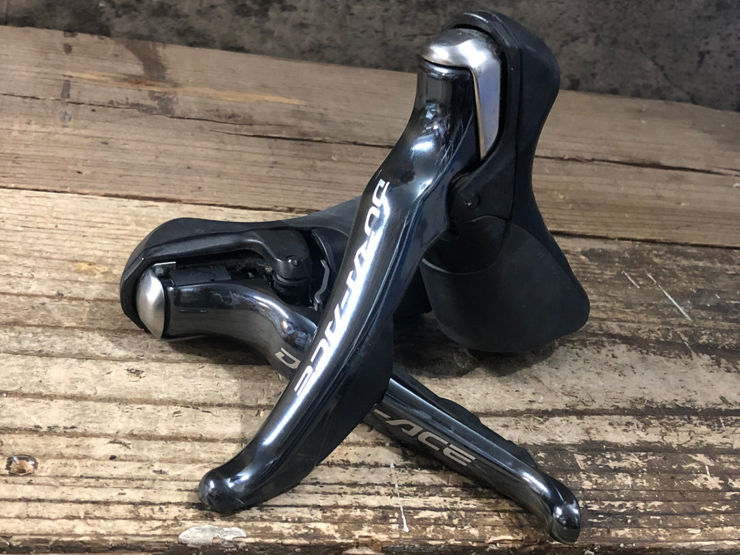 JR254 シマノ SHIMANO デュラエース DURA-ACE ST-9000 STIレバー 2x11S ※レバー変速滑り ジャンク SLケーブルカバー欠品