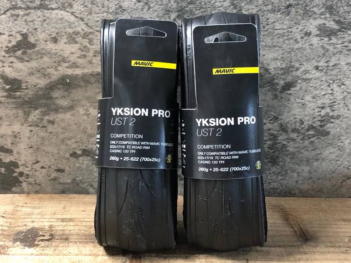 KG349 マビック MAVIC YKSION PRO UST 2 チューブレスレディ タイヤ 黒 700x25C 2本セット 未使用