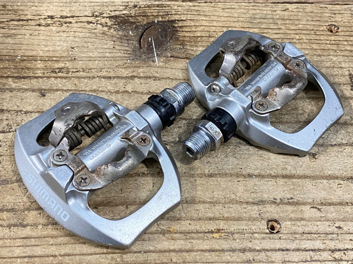 JW869 シマノ SHIMANO PD-A530 ビンディングペダル 片面フラット シルバー SPD ※錆あり