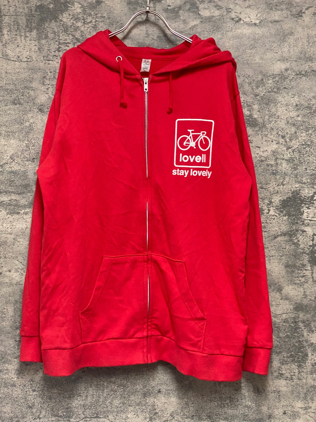 KD224 ラベル Lovell フロントジップ パーカー フーディ XL 赤