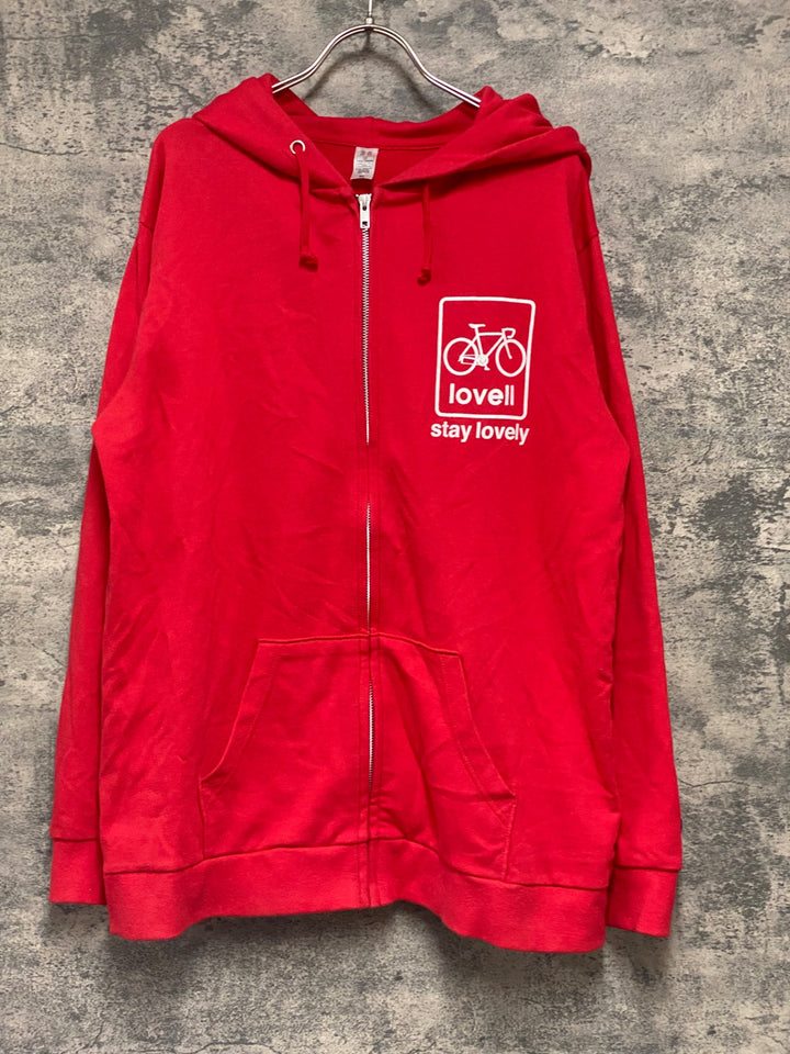 KD224 ラベル Lovell フロントジップ パーカー フーディ XL 赤