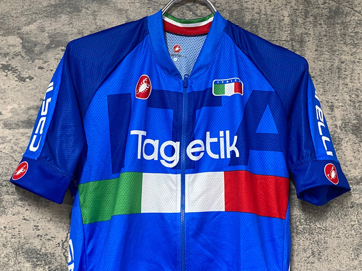 KJ760 カステリ CASTELLI 半袖 サイクルジャージ 青 L