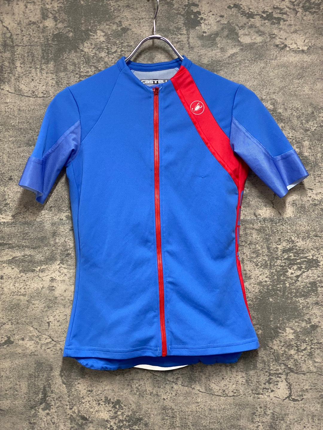 JU170 カステリ CASTELLI 半袖 サイクルジャージ 水色 赤 S