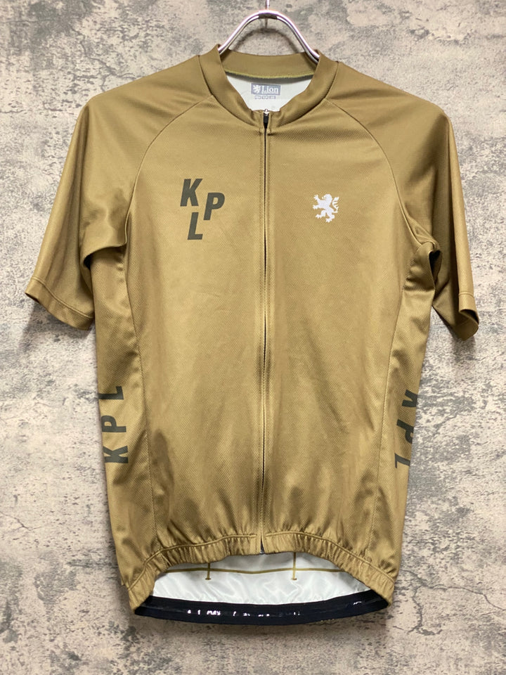 KJ175 リオンドカペルミュール Lion de KAPELMUUR 半袖 サイクルジャージ 黄土色 ASIA M ほつれ