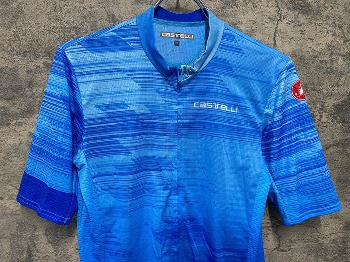 JQ890 カステリ CASTELLI ロッソコルサ ROSSOCORSA 半袖 サイクルジャージ 水色 L