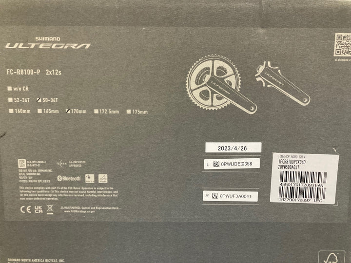KF048 シマノ SHIMANO アルテグラ ULTEGRA FC-R8100-P クランクセット 170mm 50/34T