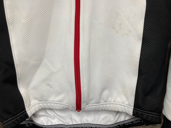 KC599 パールイズミ PEARL iZUMi 長袖 サイクルジャケット 白黒 M べたつき WINDBREAK