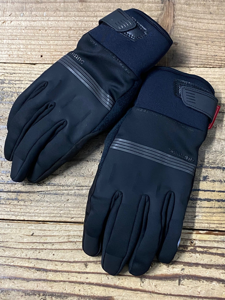 JZ189 シマノ SHIMANO GORE WINDSTOPPER 長指 サイクルグローブ 黒 S