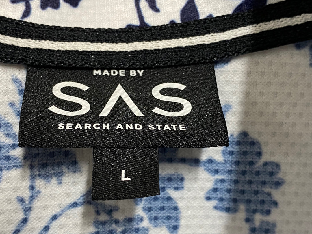 JY664 サーチアンドステイト SEARCH AND STATE 半袖 サイクルジャージ 白 紺 花 L