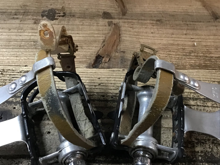JJ194 カンパニョーロ Campagnolo SuperLeggeri ヴィンテージ ペダル スチールシャフト 樹脂キャップ