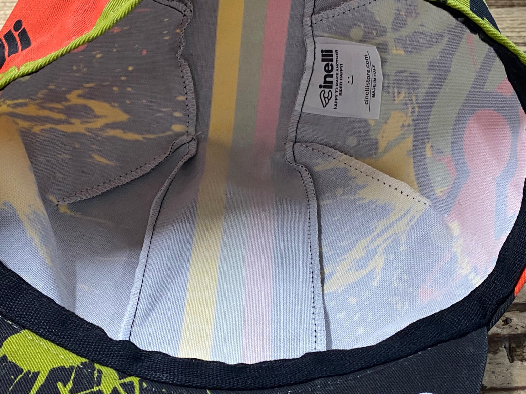 KD638 チネリ CINELLI サイクルキャップ 黒黄赤 サイズフリー