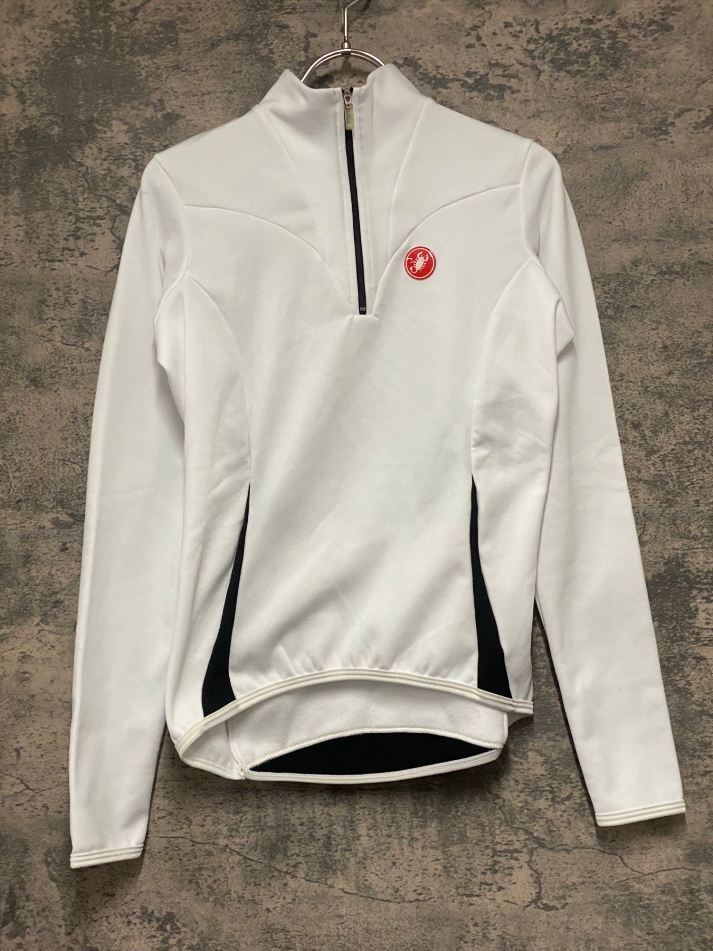 KD227 カステリ CASTELLI 長袖 ハーフジップ サイクルジャージ 白 S 裏