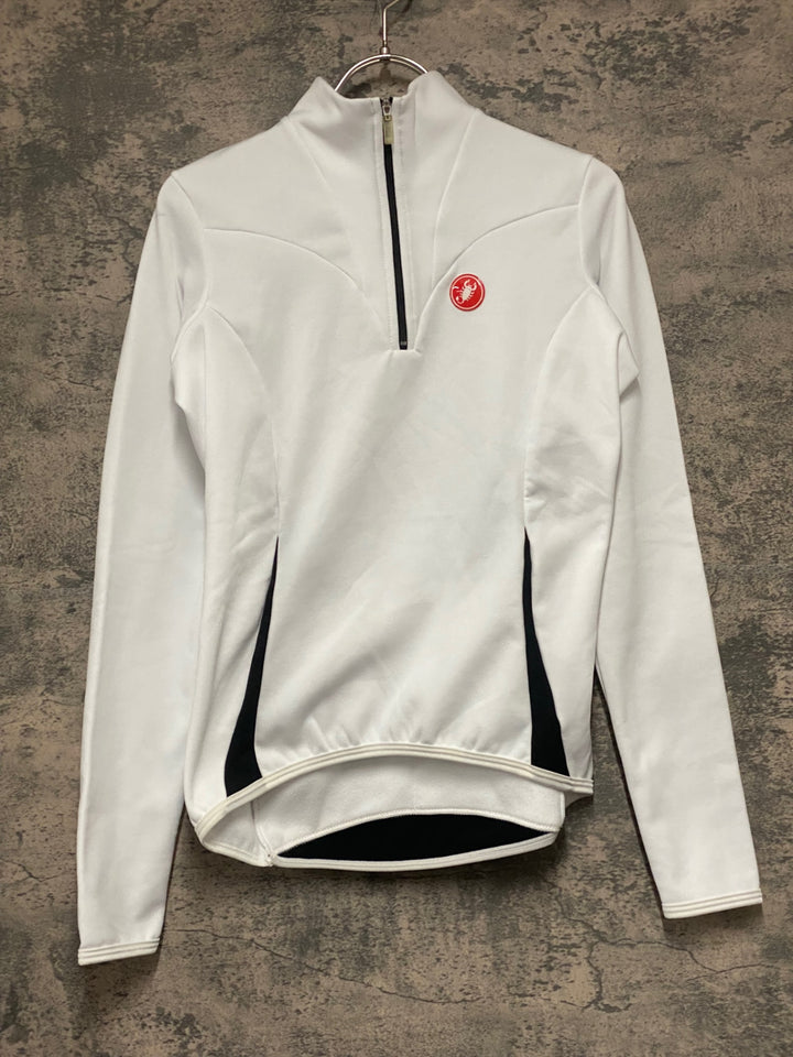 KD227 カステリ CASTELLI 長袖 ハーフジップ サイクルジャージ 白 S 裏起毛