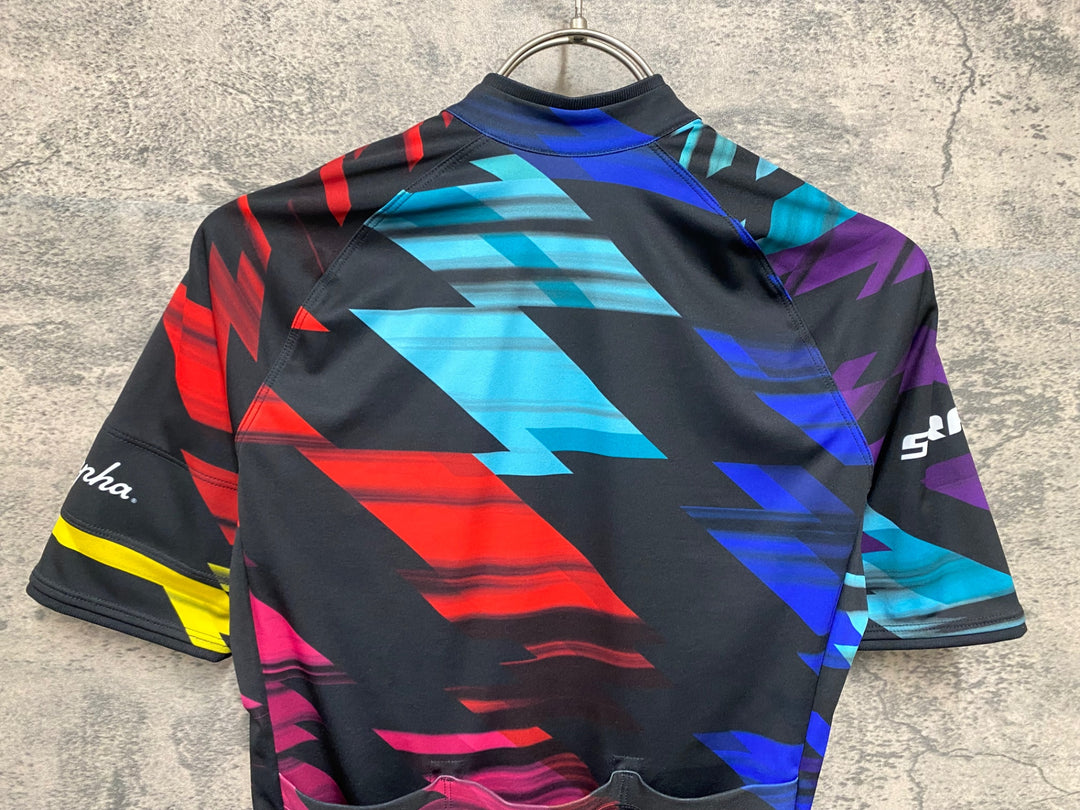 KB948 ラファ Rapha CANYON SRAM CORE JERSEY 半袖 サイクルジャージ 黒 赤 総柄 XS