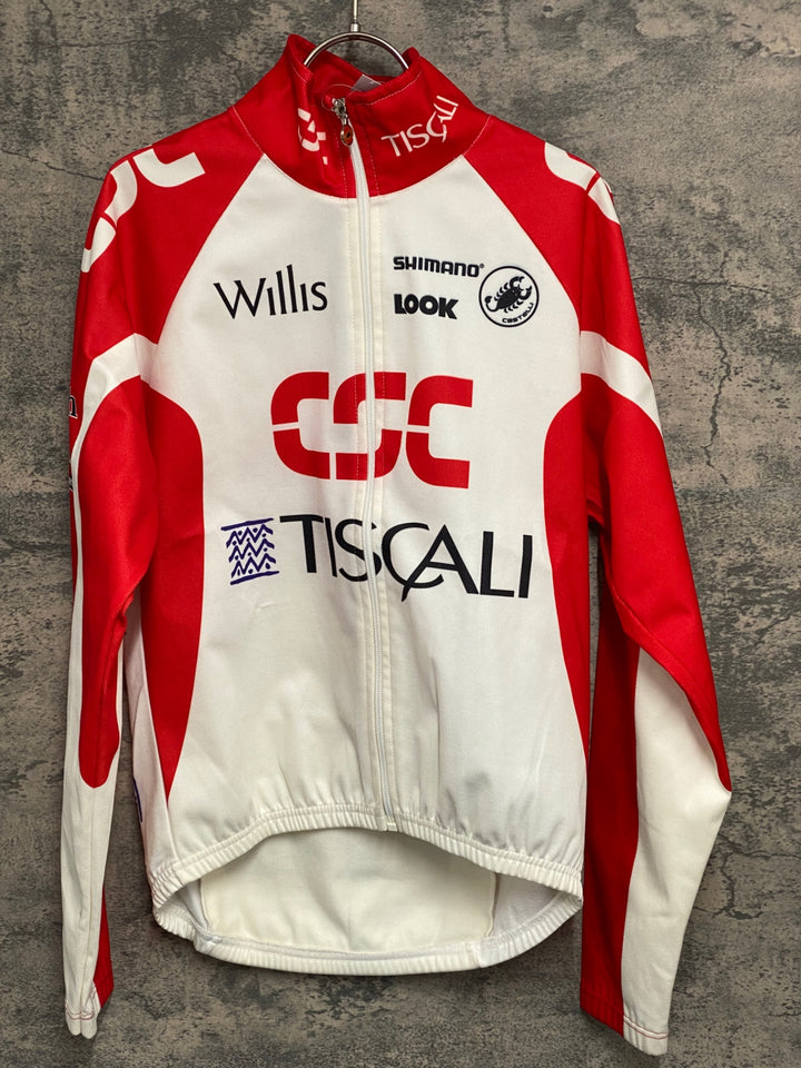 JV554 カステリ CASTELLI 長袖 サイクルジャージ 白 赤 CSC サイズ不明