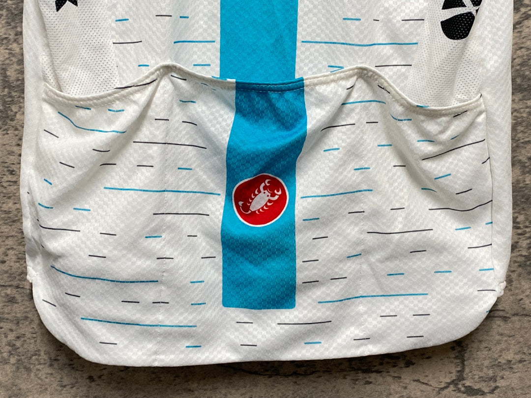 KG336 カステリ CASTELLI 半袖 サイクルジャージ 白 水色 S TEAM Sky